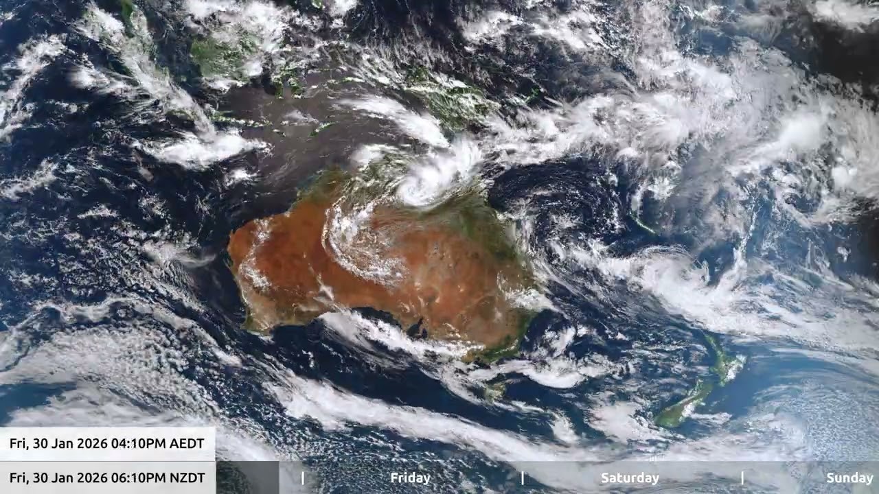 2 Feb 2026, 5 day weather timelapse Australia / New Zealand