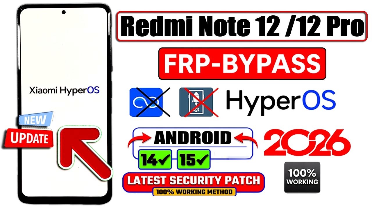 Redmi Note 12 /12 Pro Frp Bypass No Pc Working Method 2026 ✓ Redmi (Hyperos) Frp Google Lock Bypass