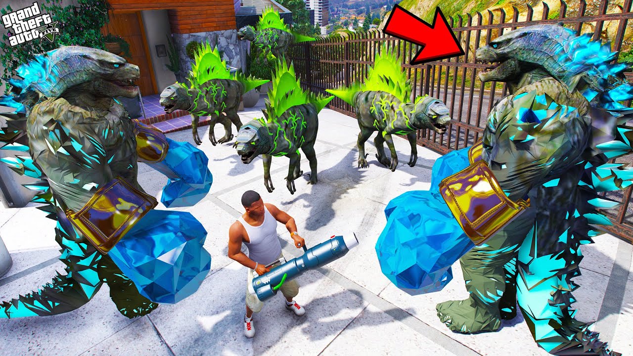 Franklin Defending His House from Godzilla in GTA 5 | SHINCHAN and CHOP