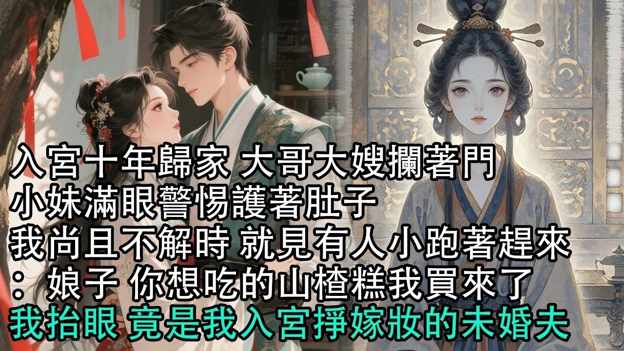 【一口氣看完】入宮十年歸家 大哥大嫂攔著門，小妹滿眼警惕護著肚子，我尚且不解時 就見有人小跑著趕來：娘子 你想吃的山楂糕我買來了，我抬眼 竟是我入宮掙嫁妝的未婚夫#古言 #有聲小說 #情感故事
