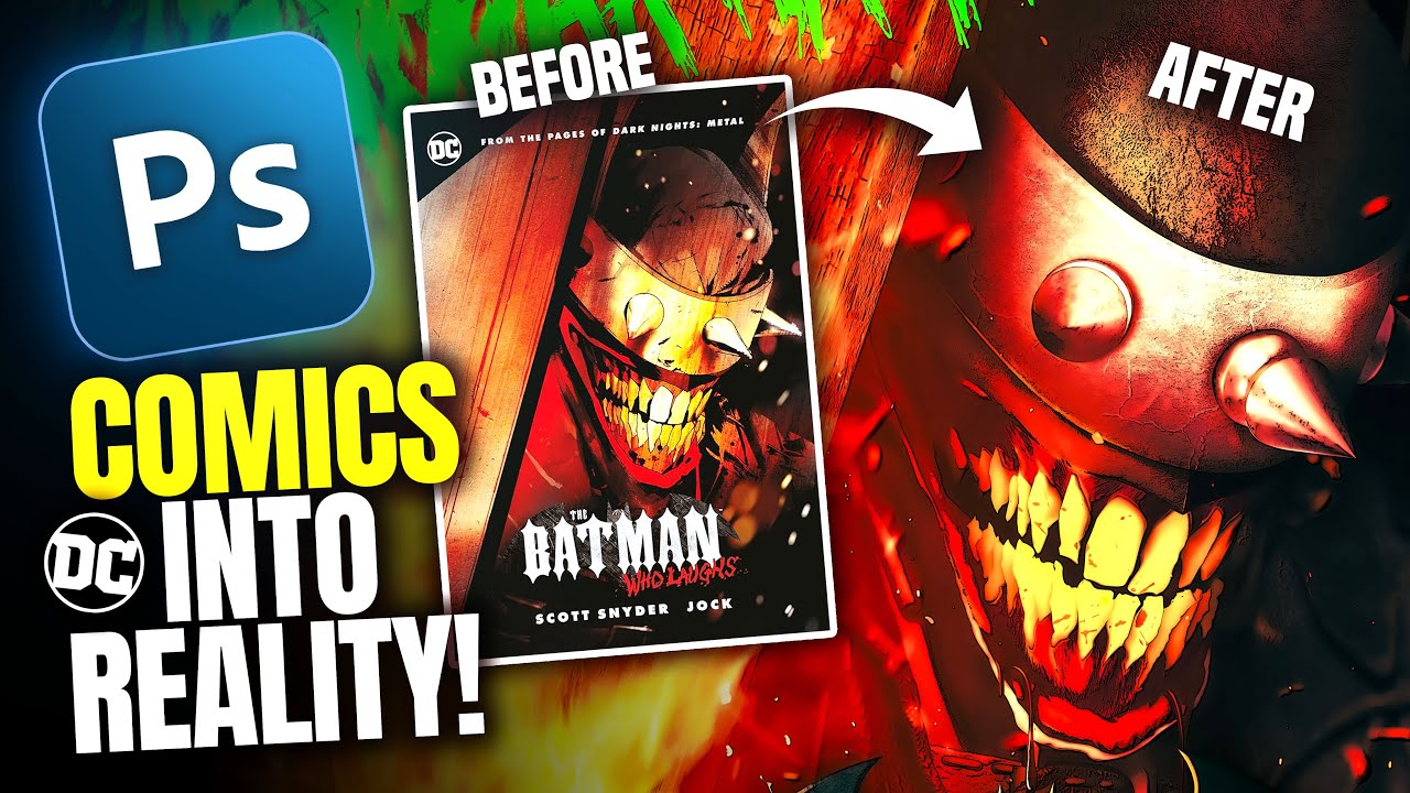 Making Comic Book Covers REALISTIC with Photoshop! The Batman Who Laughs