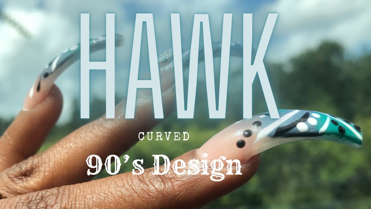 CURVED HAWK 90’s THEME POLYGEL NAIL TUTORIAL