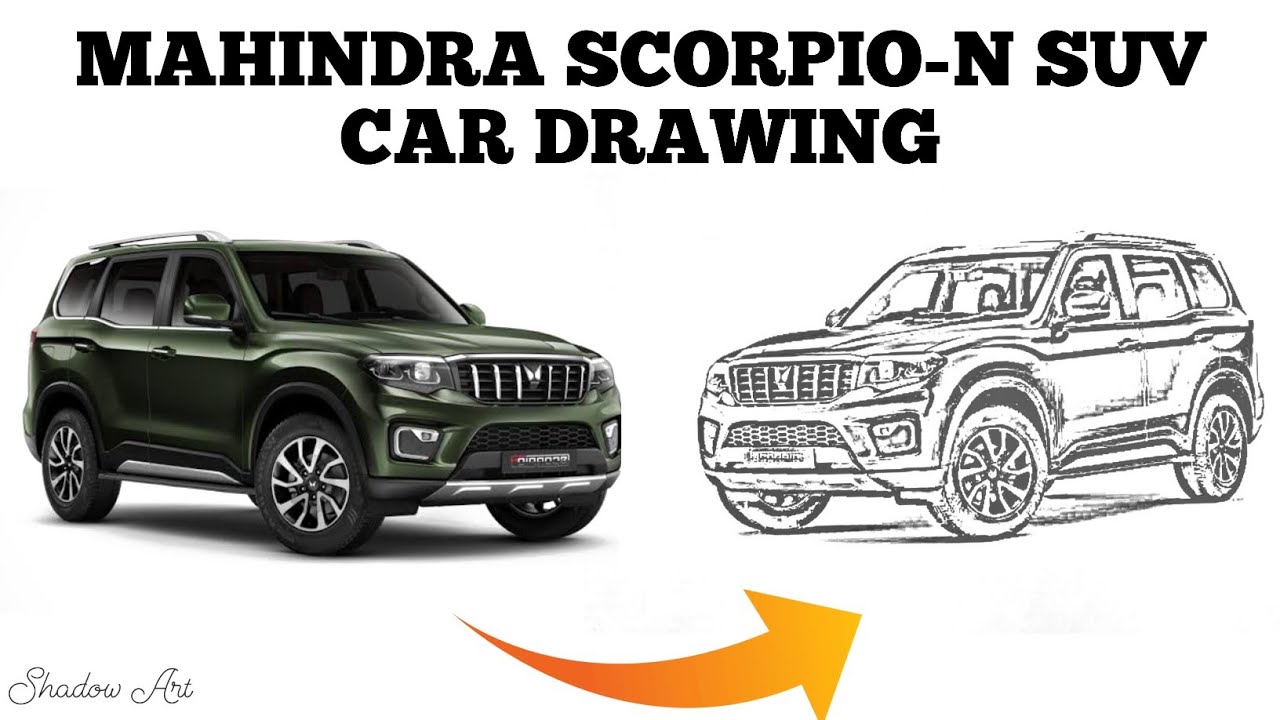 Drawing a Mahindra Scorpio-N SUV | A Beginner's the Ultimate and Step-by-Step Guide by shadow art