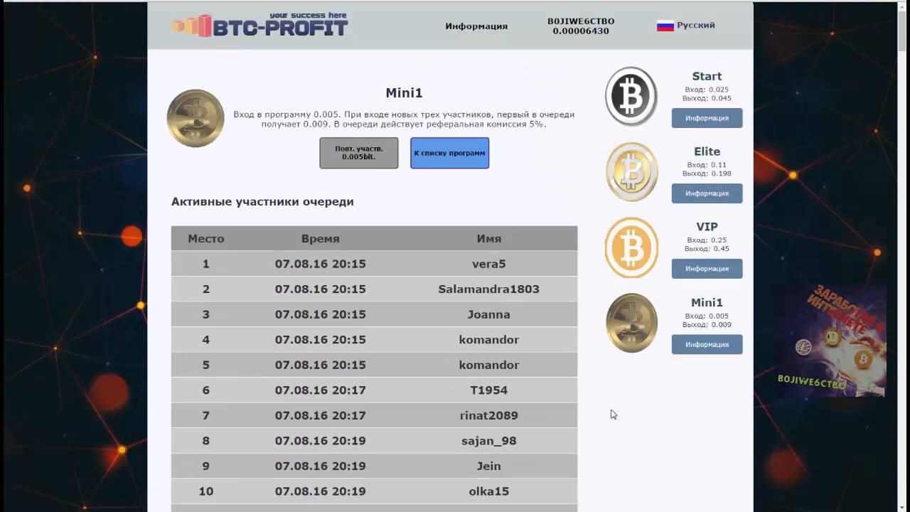 #BTC PROFIT   Живая очередь на получение дохода  Будь в числе первых!
