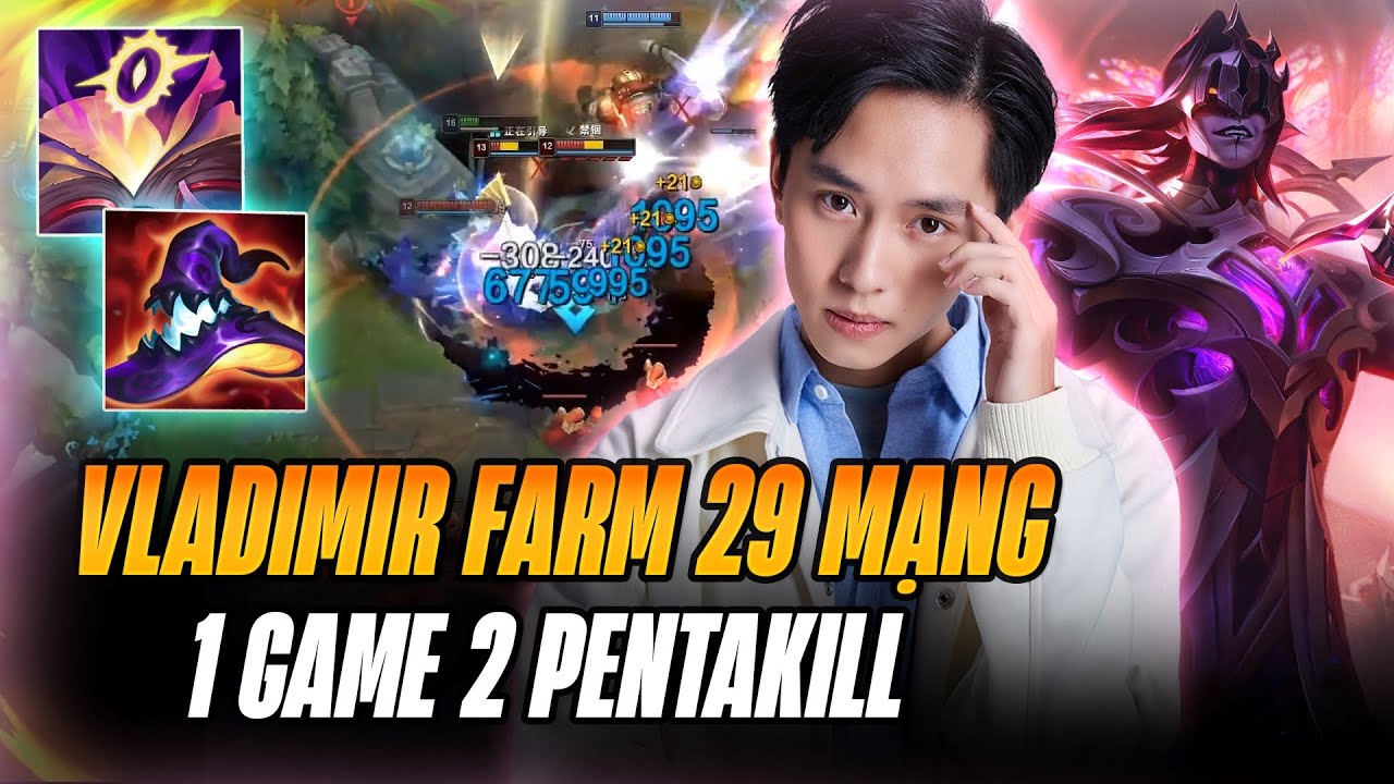 SHIYI FARM MẠNG GÁNH TEAM CỰC KHÉT VỚI TƯỚNG TỦ VLADIMIR ĂN 2 PENTAKILL VÔ CÙNG MÃN NHÃN