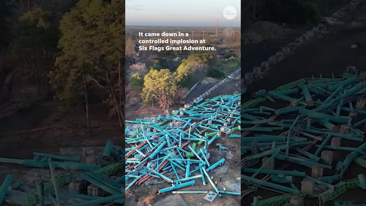 Kingda Ka implodes to make way for new Six Flags ride #Shorts