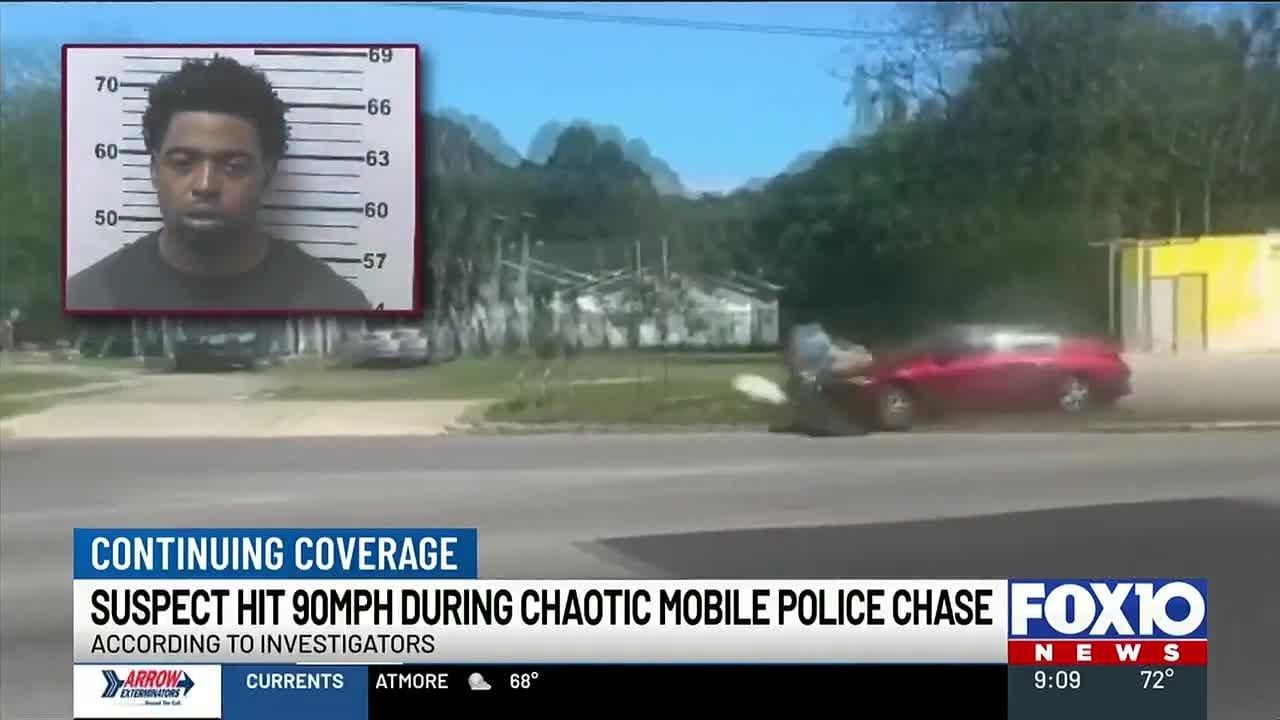 Подозреваемый разогнался до 90 миль в час в зоне ограничения скорости 25 миль в час во время пого...