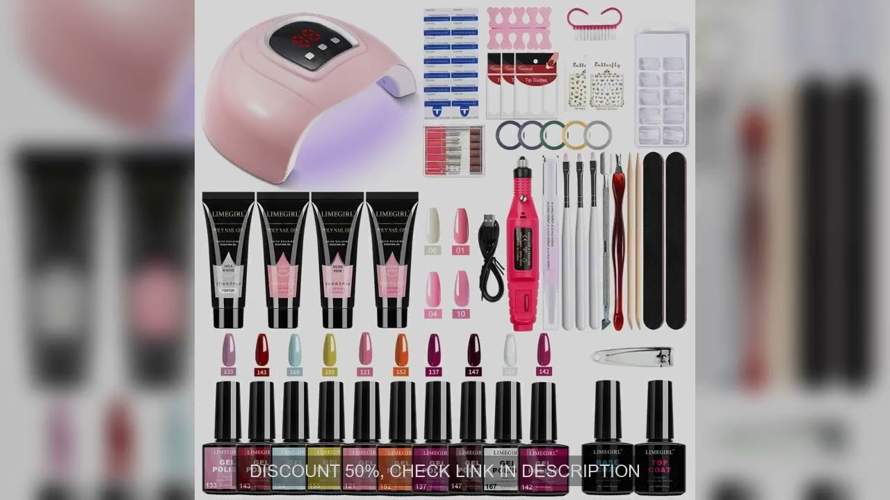 LIMEGIRL Gel Nail Polish Kit UV Soak Gel Base Coat Polishing Tool with LED Light and Nail Drill Semi