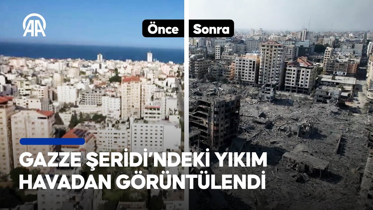 Öncesi/Sonrası | İsrail’in aralıksız saldırılarının sürdüğü Gazze’de yıkım havadan görüntülendi