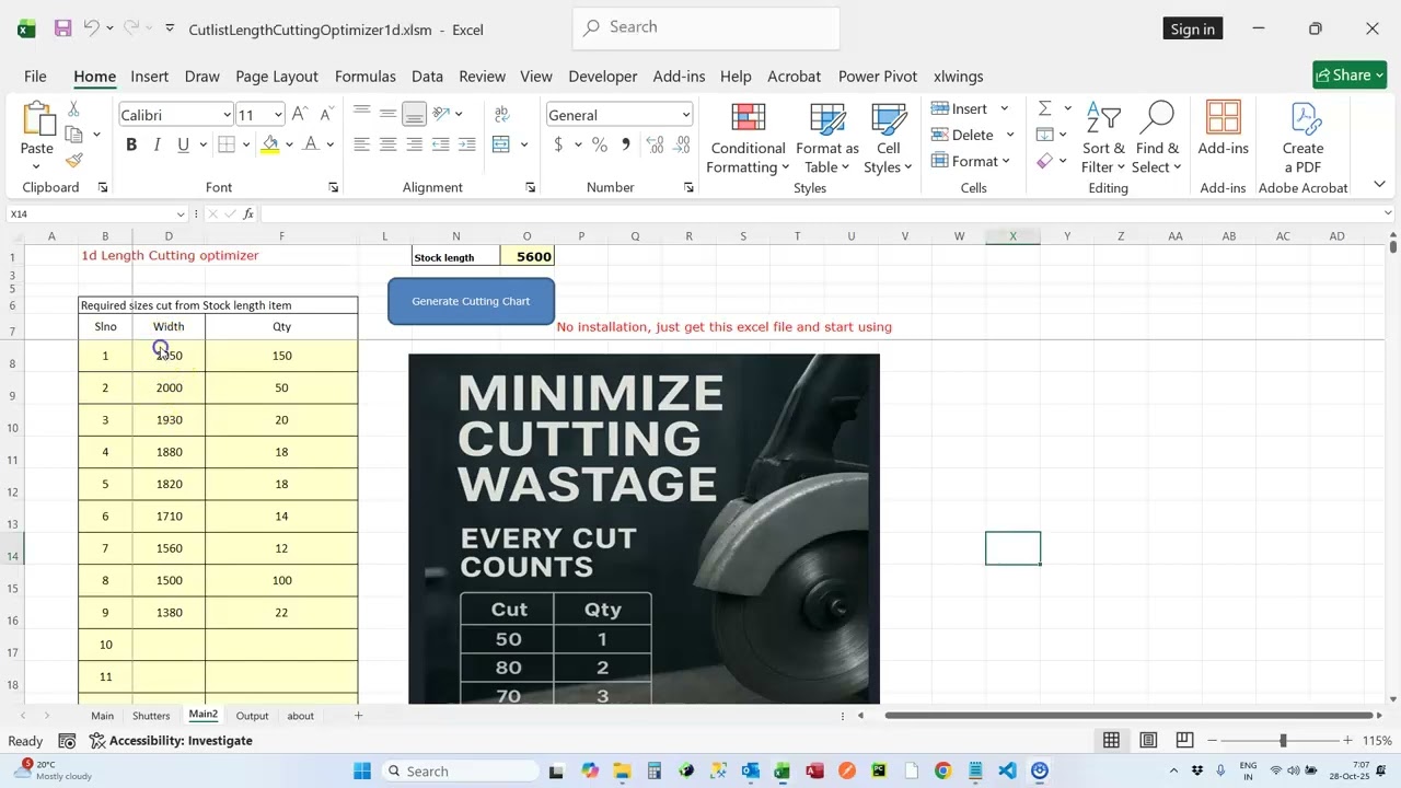 Bars cutting Cutlist Optimizer Tool - algorithm based