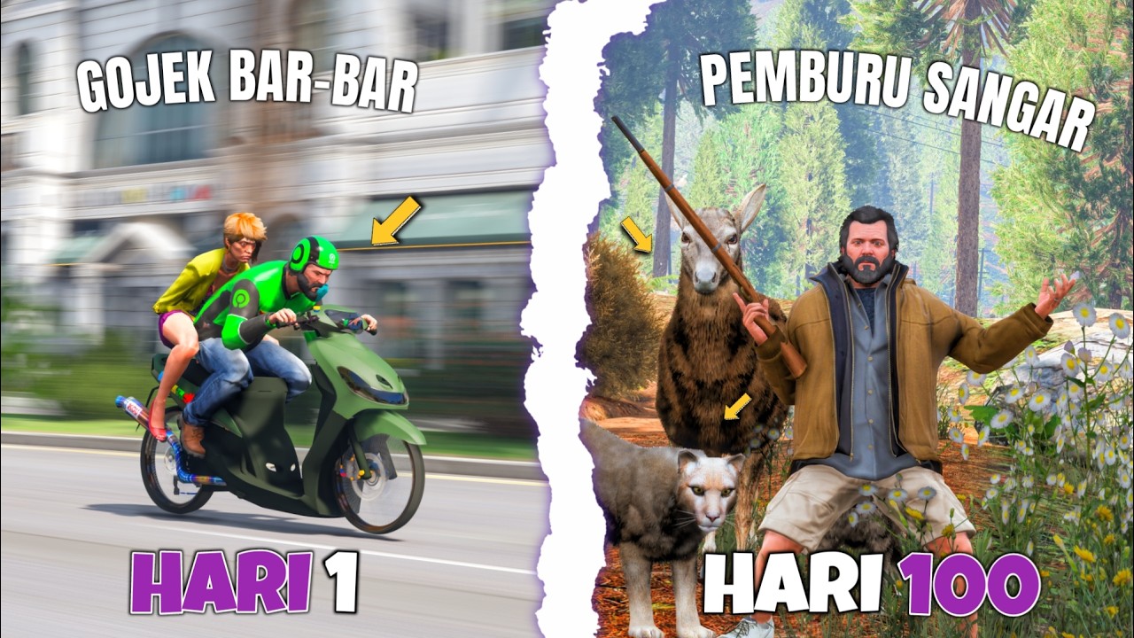 100 HARI DI GTA 5 ! PERJALANAN OJOL SAMPAI JADI PEMBURU BAYARAN - GTA V MODS
