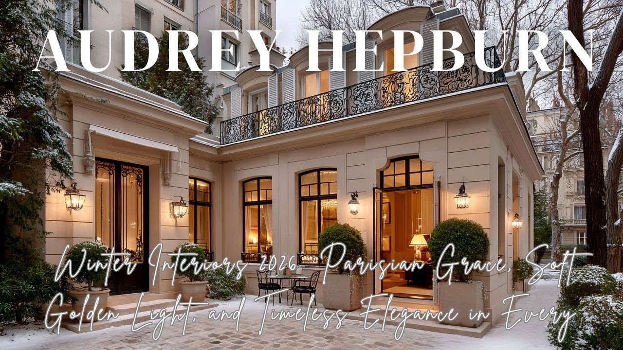 Зимние интерьеры 2026 года в стиле Одри Хепберн: парижская грация, мягкий золотистый свет и вневр...