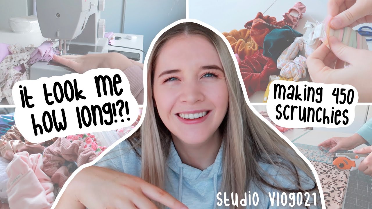 making a scrunchie out of every fabric i own for my website launch - website redo Part 1 - VLOG21