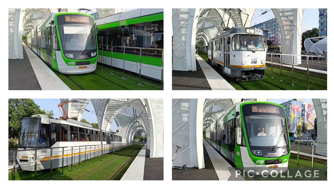 Tramvaie STB în prima zi de la deschiderea stației Piața Eroii Revoluției