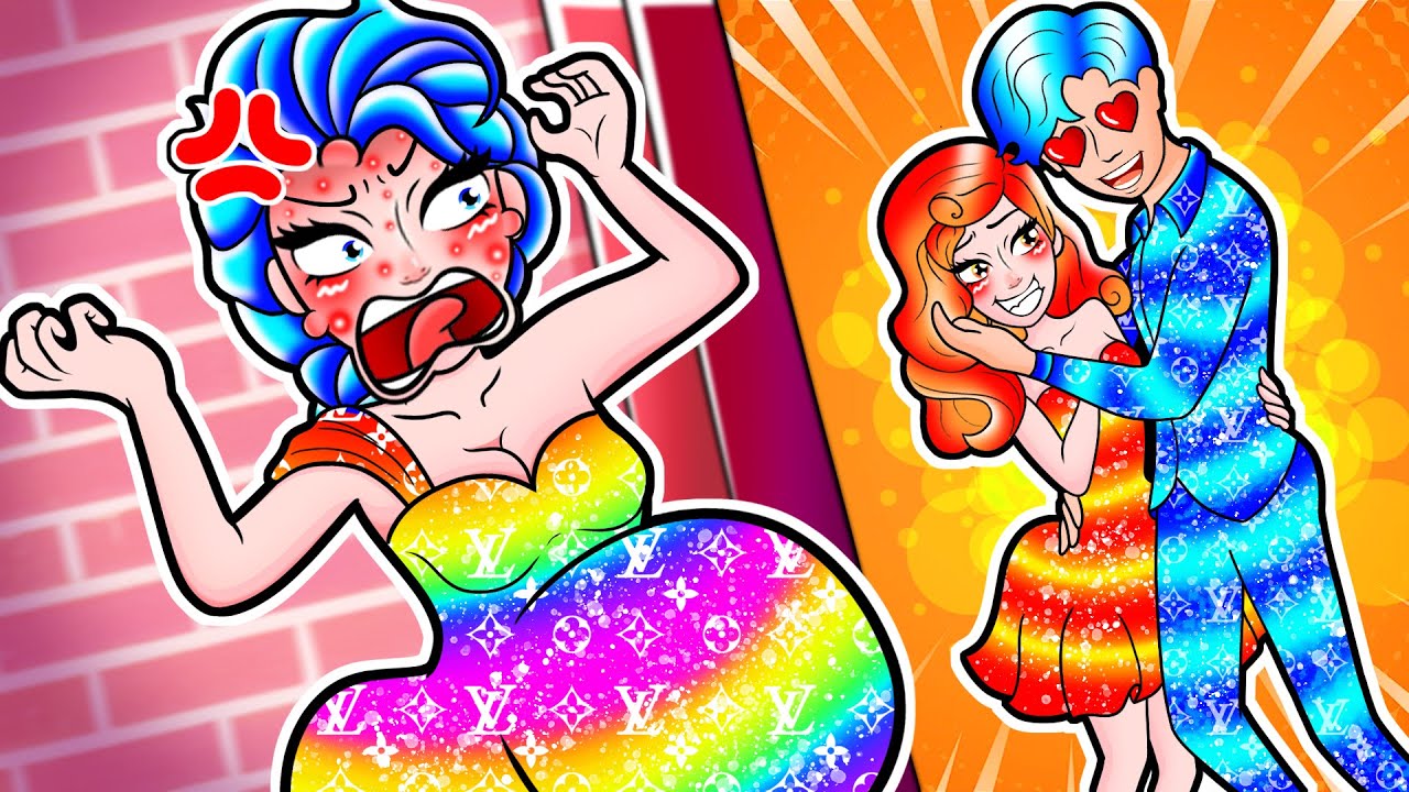 [🐾paper dolls🐾] Ugly Rainbow Elsa Became Beautiful Pregnant & Beat Bad Husband I DIY Paper Story