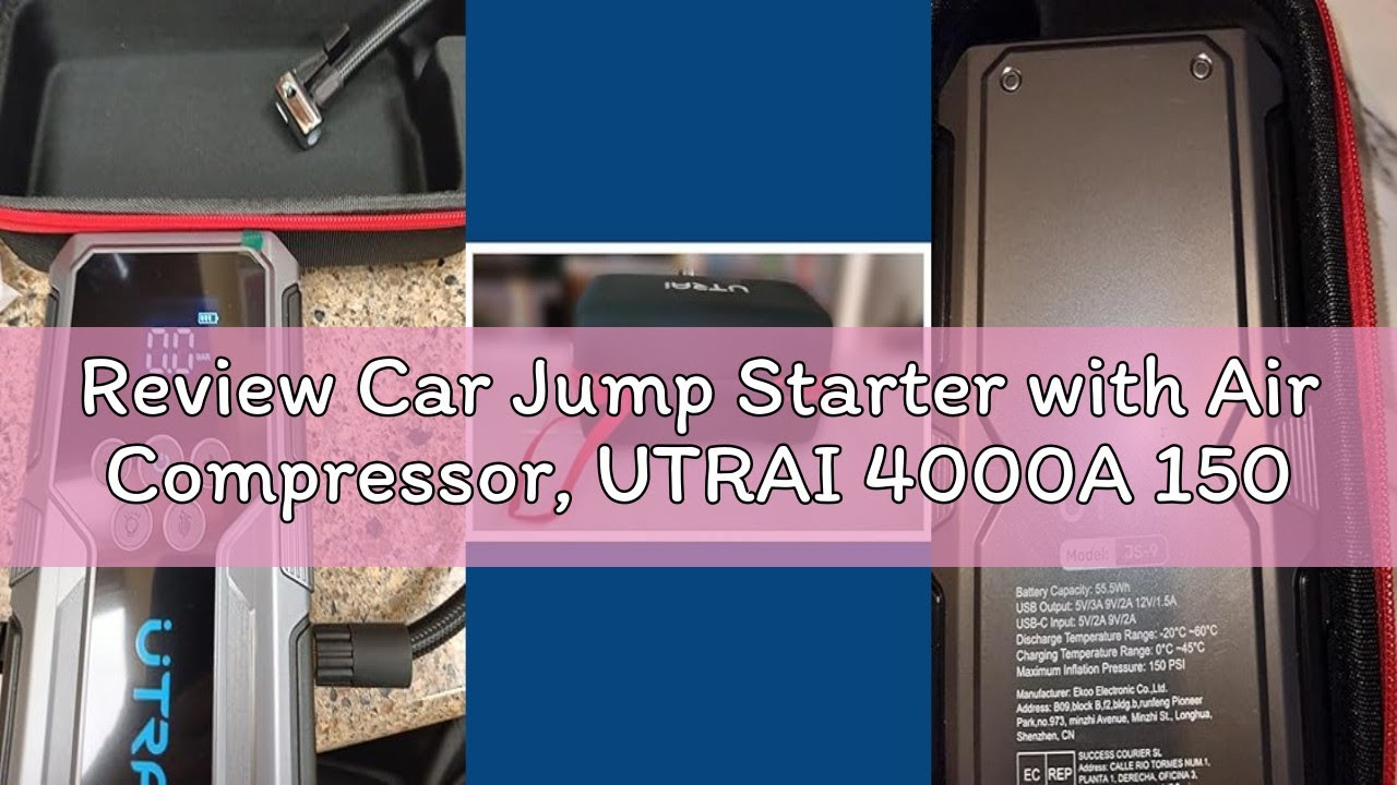 Review Car Jump Starter with Air Compressor, UTRAI 4000A 150PSI Car Jump Starter 12V Car Jumper Star