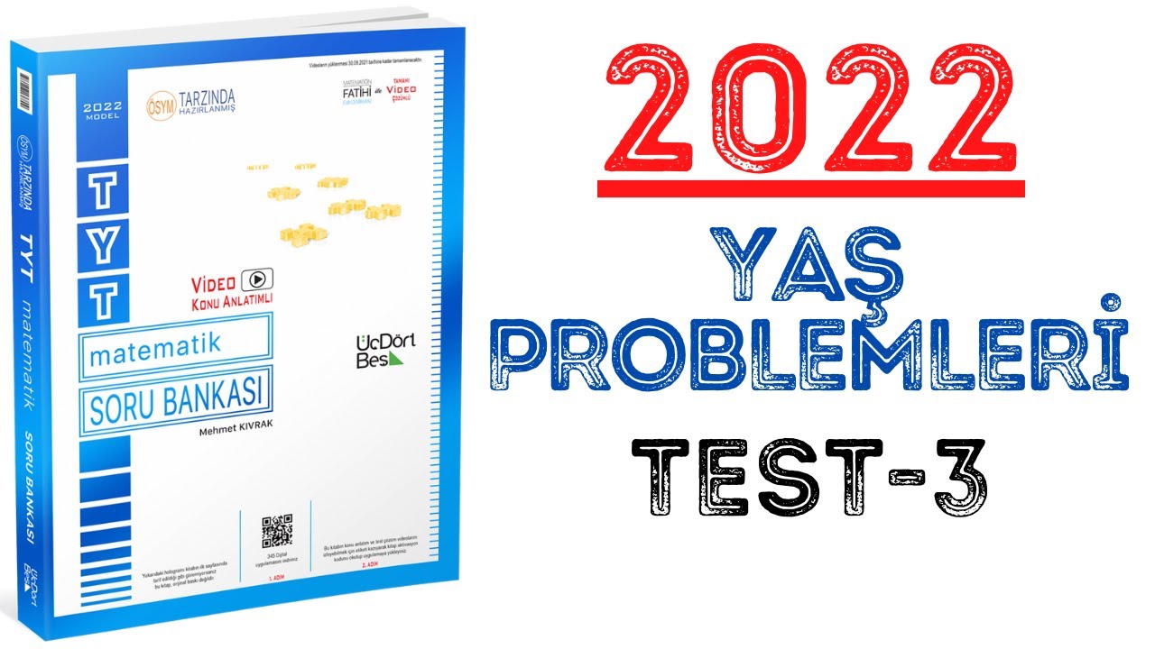 (2022)345 TYT MATEMATİK | YAŞ PROBLEMLERİ TEST-3 | #yks2022 #tyt2022 #2022tayfa #345
