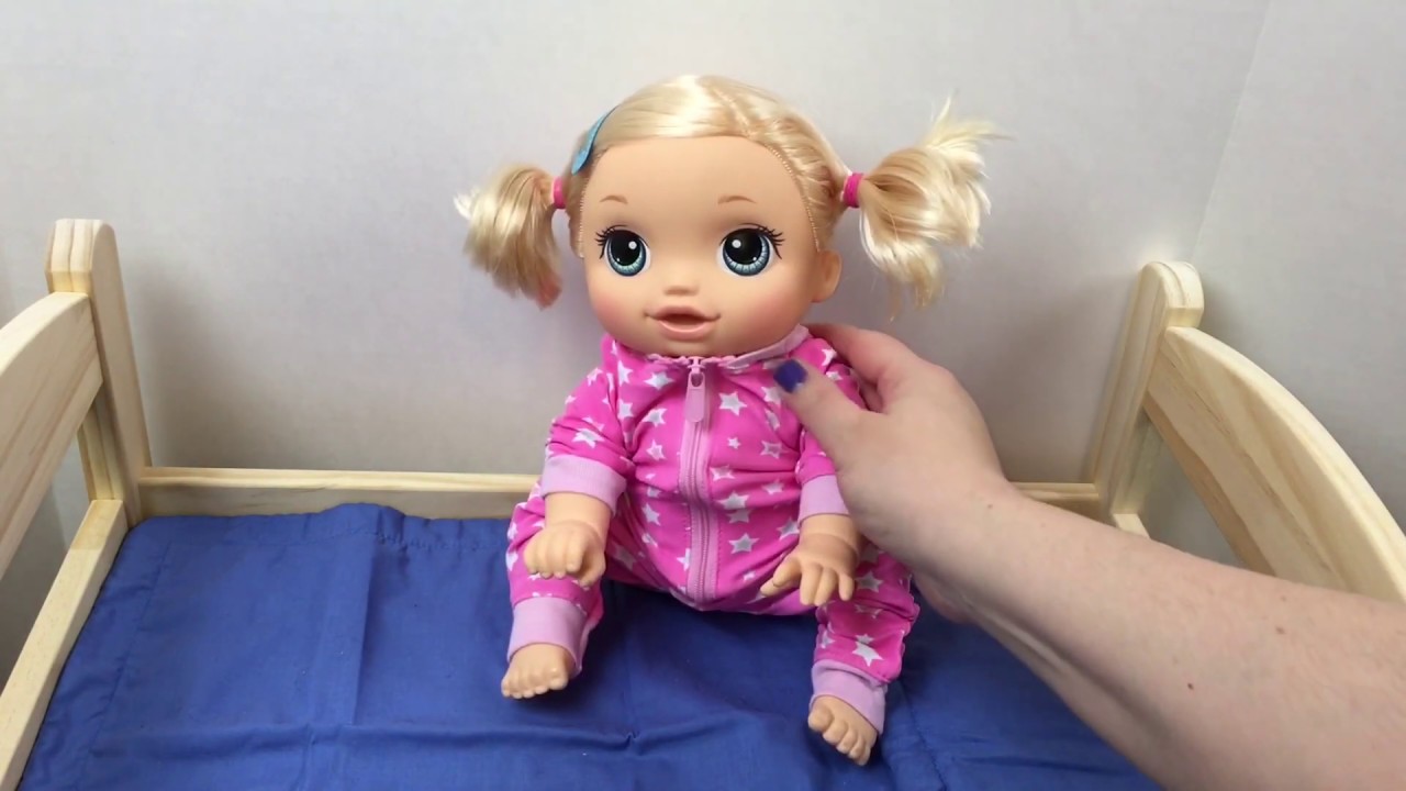 Baby Alive Baby Go Bye Bye Doll Can't Sleep and Sneaks a Christmas Present Feeding Diaper Change