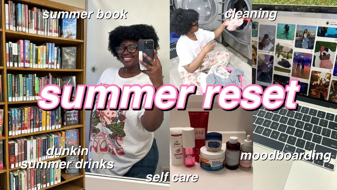 SUMMER RESET☀️🌸: cleaning, summer book, dunkin summer drinks, self care, mood boarding