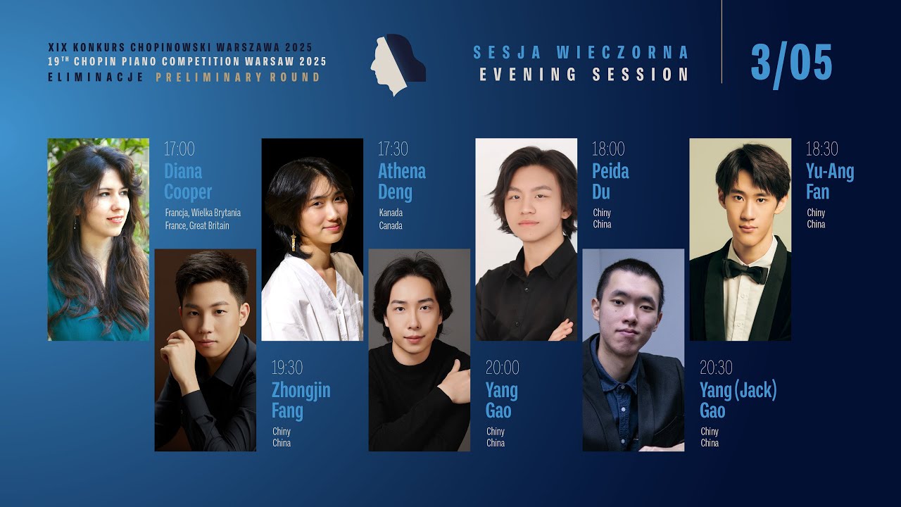 The 19th International Fryderyk Chopin Piano Competition (preliminary round) 2nd session, 3.05.2025