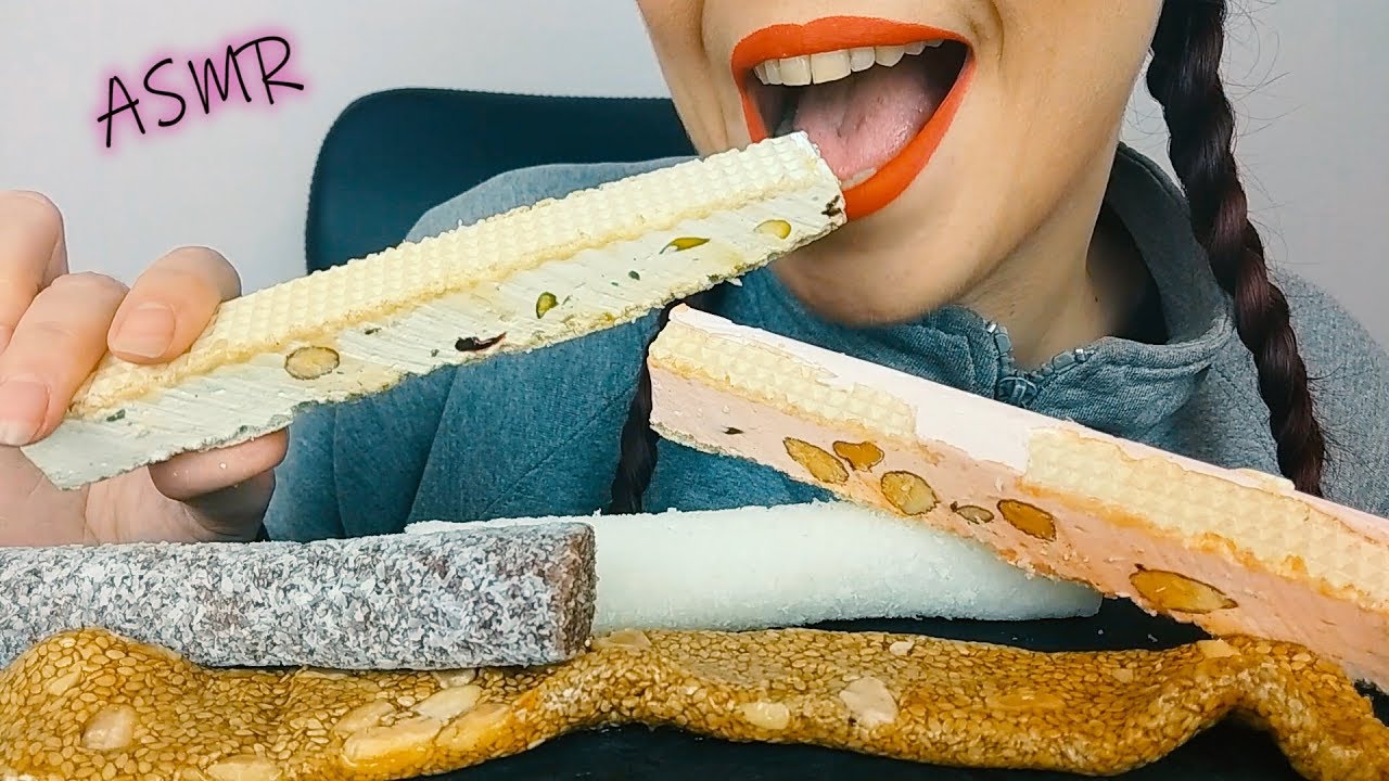 ASMR Dessert: Nougats, Coconut Bars & Soft Honey Brittle | Whispering