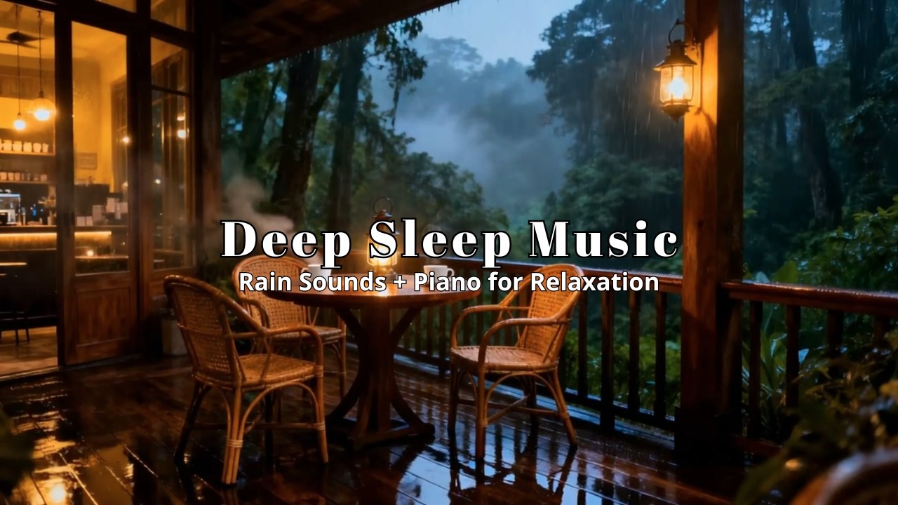 Relaxing Piano and Soft Rain on Timber Woodland Overlook for Insomnia Relief | Midnight Haze