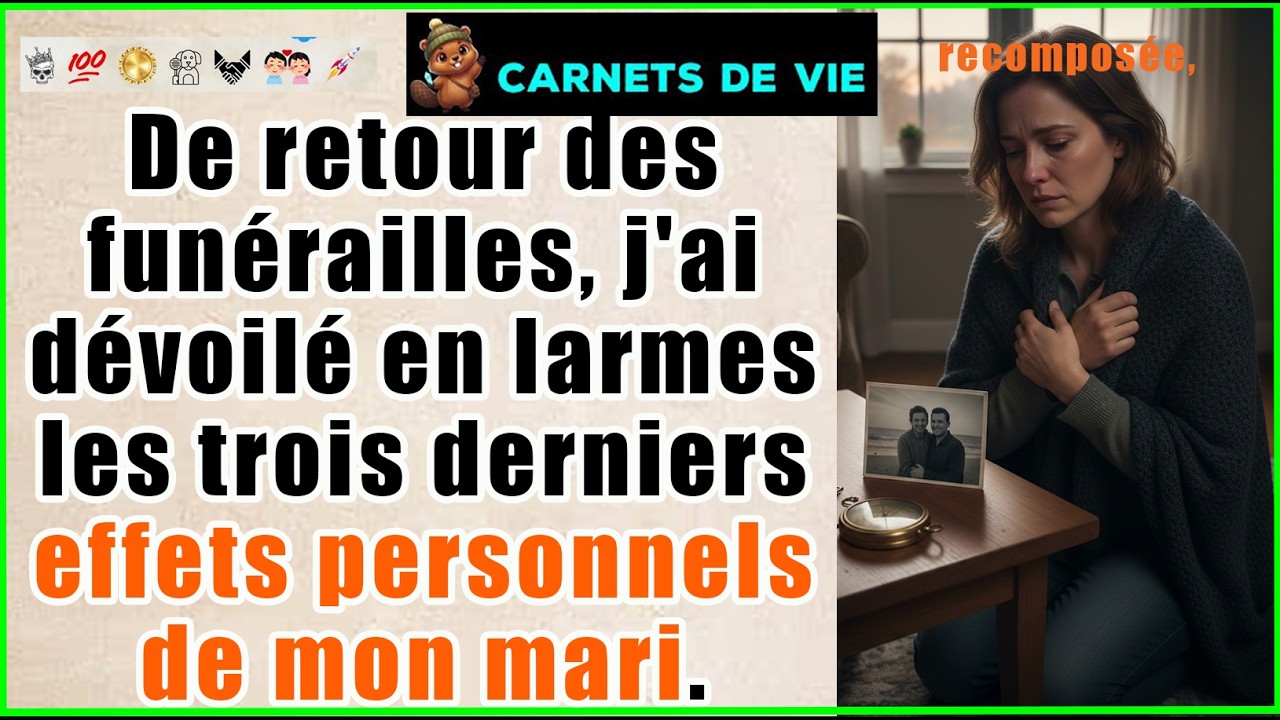 De retour des funérailles, j'ai dévoilé en larmes les trois derniers effets personnels de mon mari.