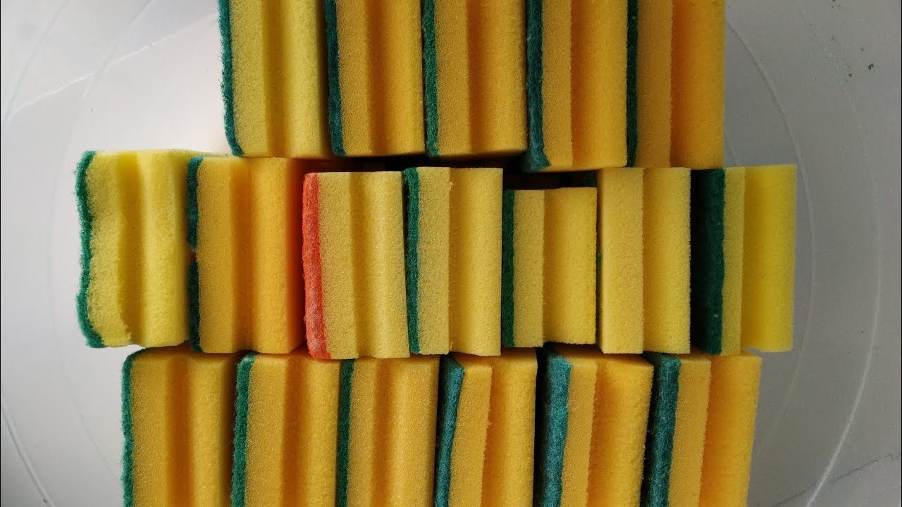 Kitchen Sponges Dry Squeezing & Slicing & ×3 Ripping | Sponge ASMR