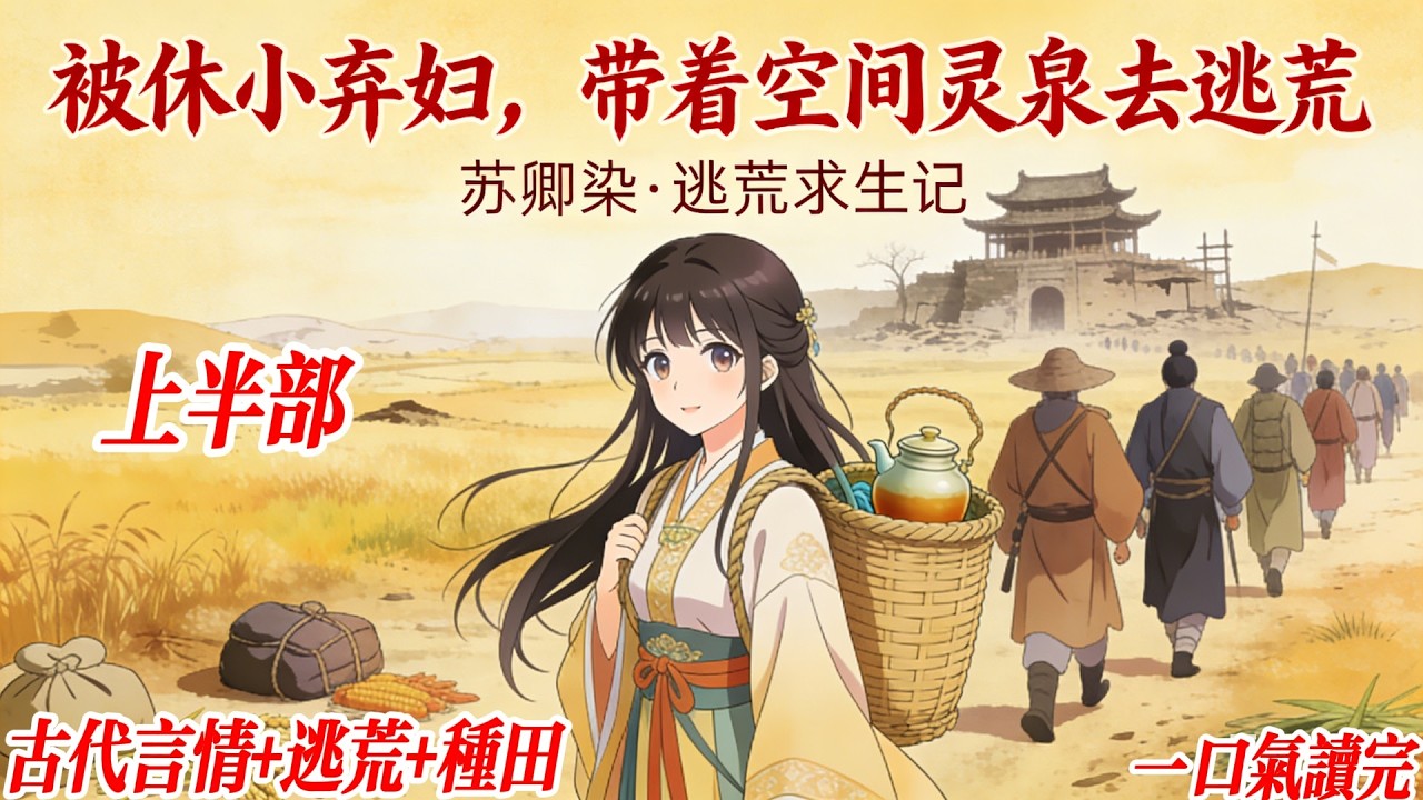 上半部《被休小弃妇，带着空间灵泉去逃荒》#种田 #古代言情 #逃荒 #灵泉空间 #穿越 苏卿染穿越成了平阳侯府的千金。原主有着天煞孤星的名称，将身边至亲之人都克死了。还好，她觉醒的草木系异能，空间……