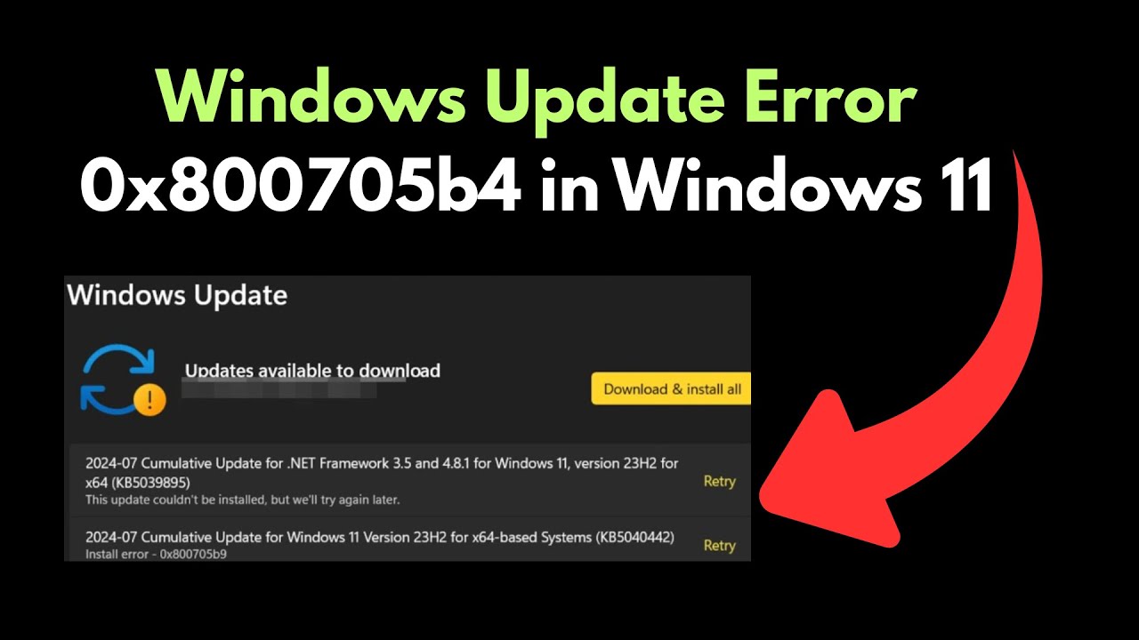 Windows Update Error 0x800705b4 in Windows 11