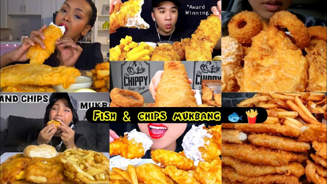 FISH & CHIPS MUKBANG COMPILATION |ASMR EATING CRISPY FRIED FISH & CHIPS |🍟🐟
