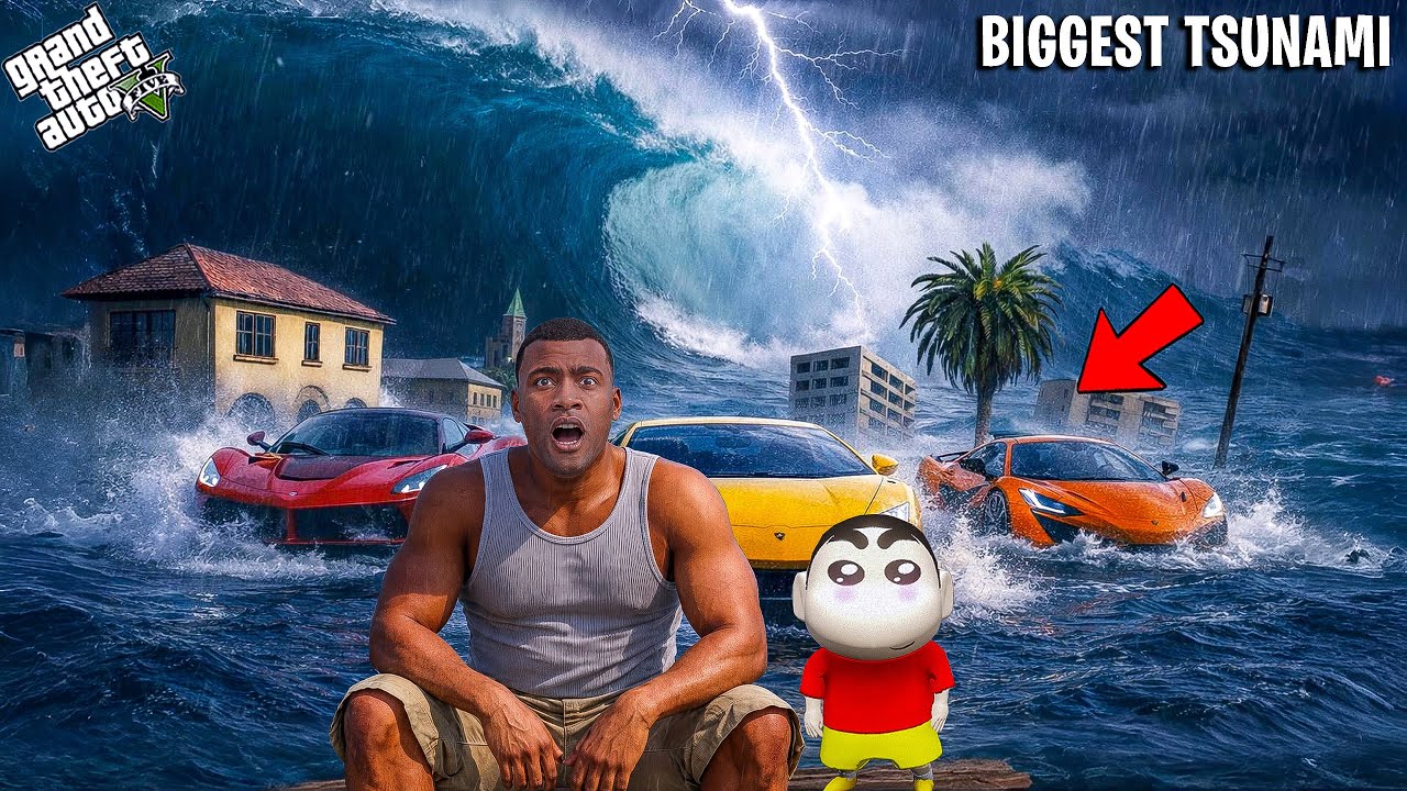 GTA 5 : Franklin Survived The Biggest Tsunami But Shinchan Got Lost In GTA 5 Telugu | #gta5
