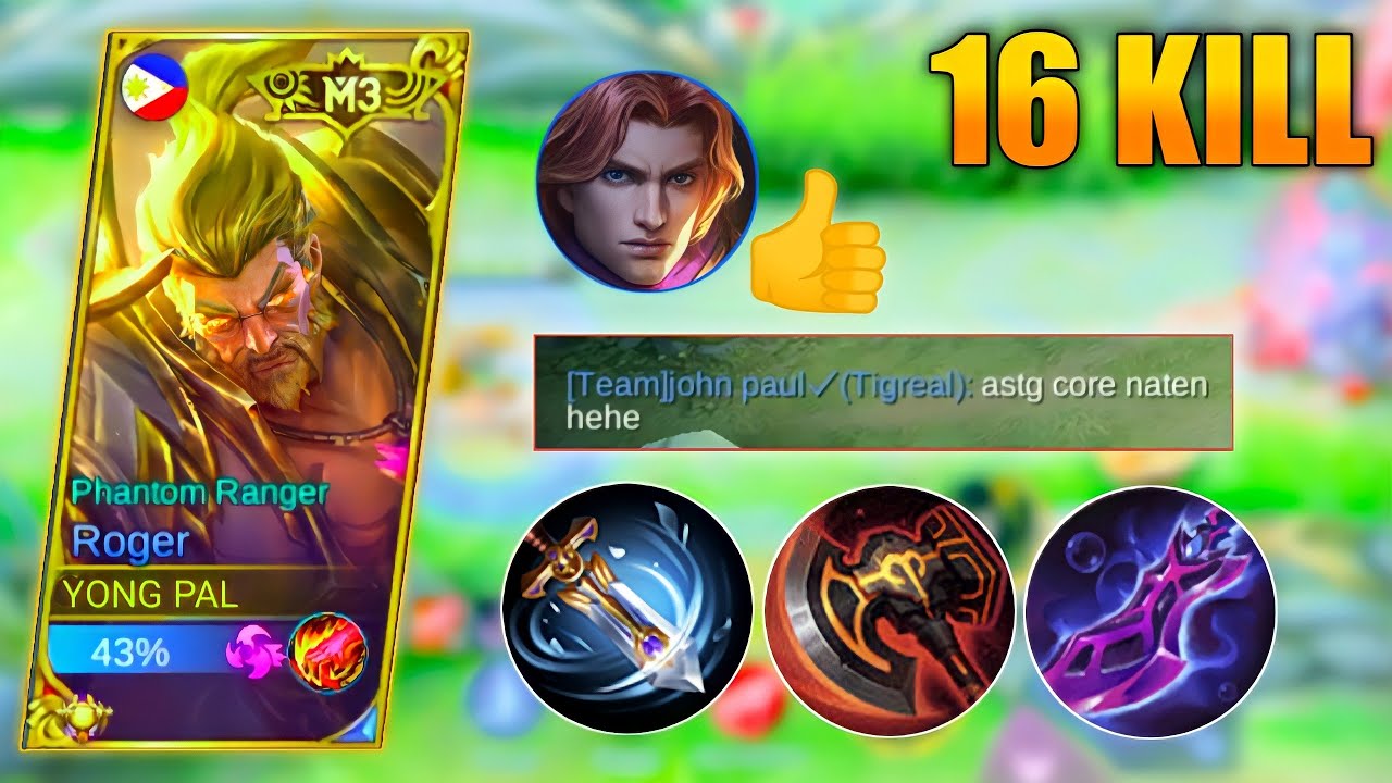 TIGREAL NAPABILIB NI ROGER | UNSTOPPABLE IN 3 MINUTES | ROGER M3 SKIN PHANTOM RANGER GAMEPLAY | MLBB