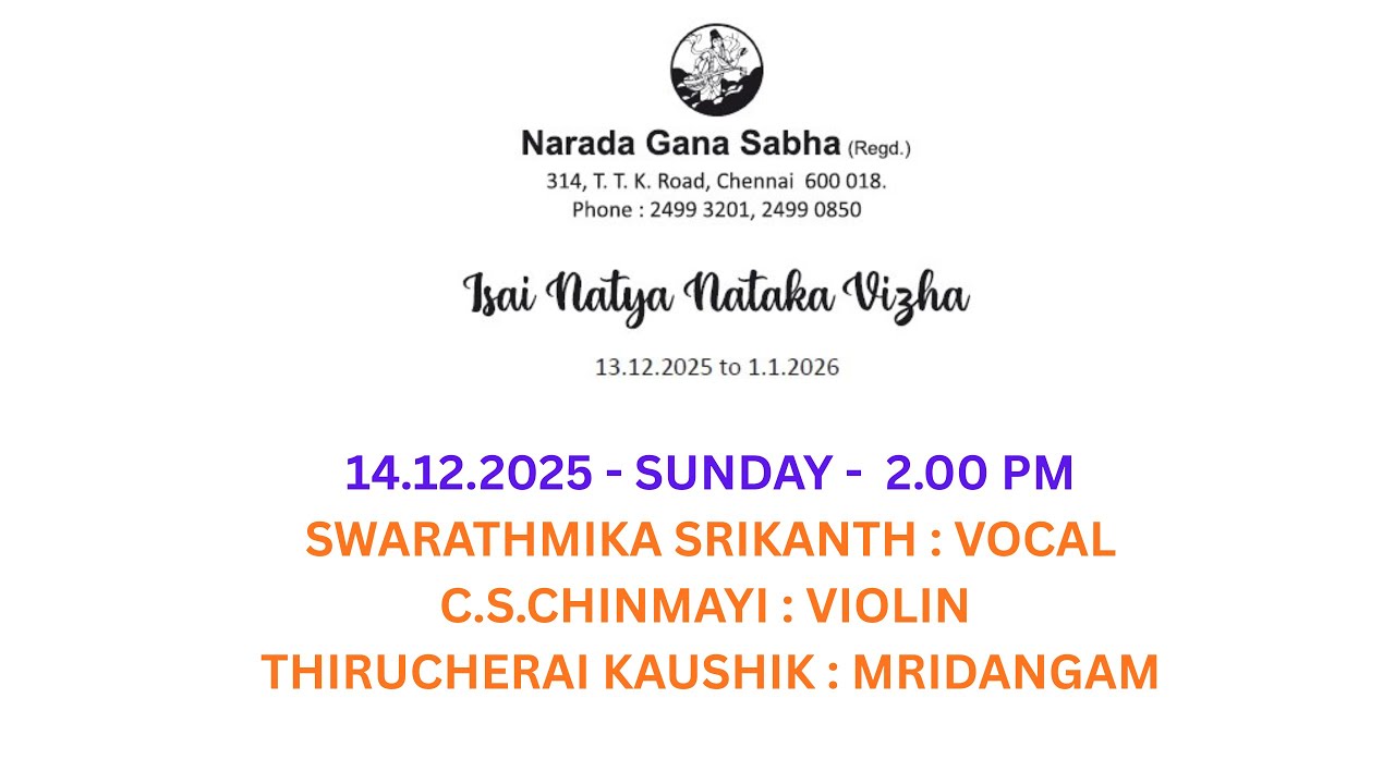Swarathmika Srikanth l Isai Natya Natal Vizha  l NGS Mini Hall l 14th Dec - 2025