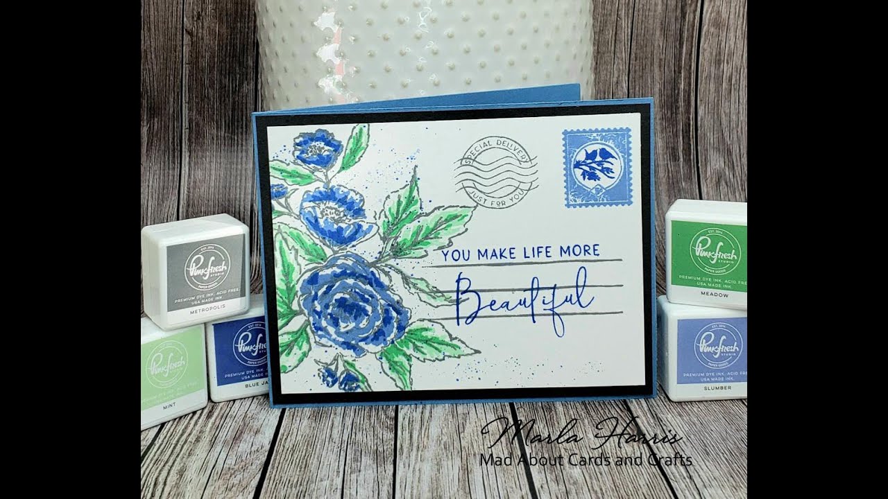 #TeamTinySpringFlowers Layered Floral Stamping With The Greetery Stamps and Pink Fresh Studio Inks