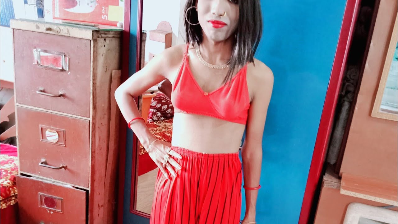 Male to female crossdressing in gym outfit 🥰#Simple workout at home