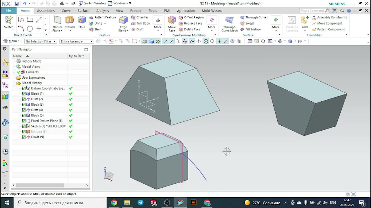 Siemens NX (English) DAY_12:Features Draft, Shell,Trim body,Thread  #NX #Draft #Shell #Trim #Thread