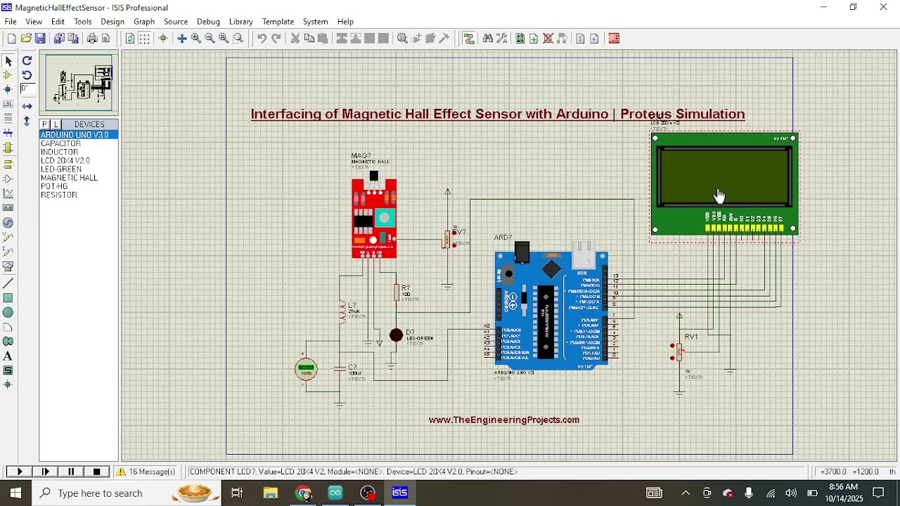Взаимодействие датчика магнитного эффекта Холла с Arduino | Моделирование Proteus