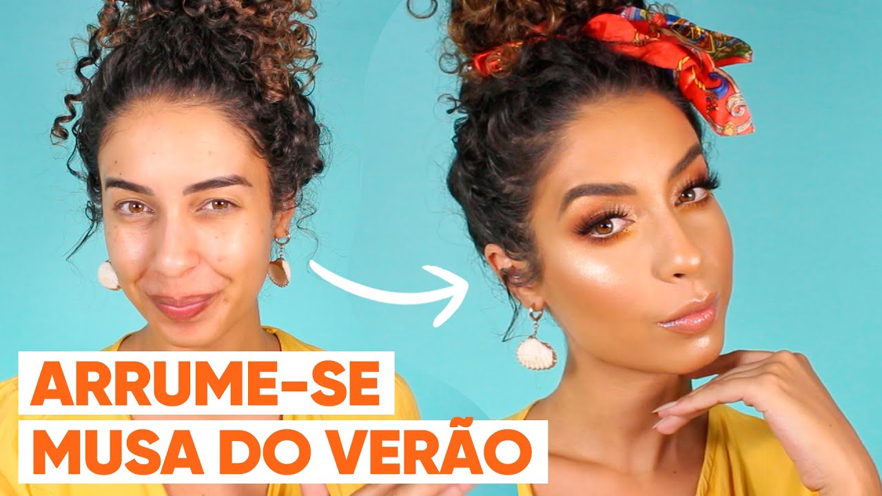 COQUE COM LENÇO E MAKE EFEITO MOLHADO | ARRUME-SE COMIGO DE VERÃO - JULIANA  LOUISE