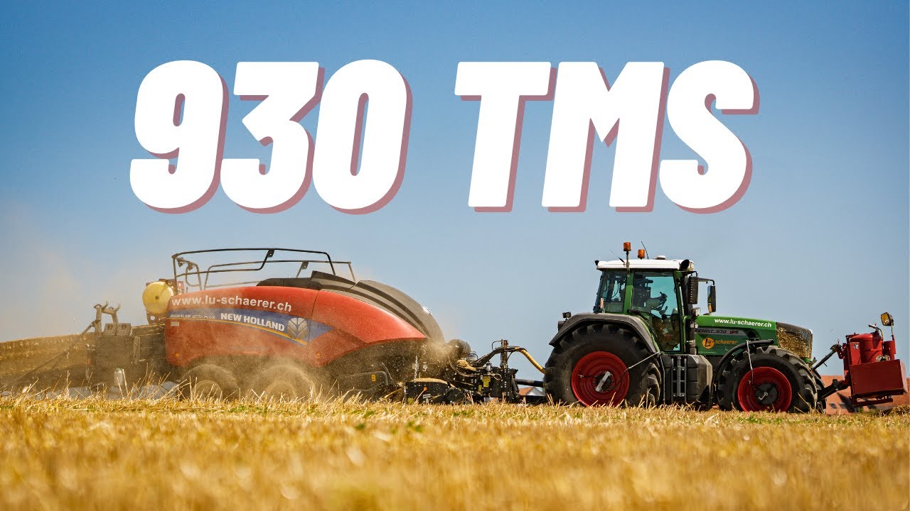 Fendt 930 TMS am Quaderballenpressen mit einer New Holland BIGBALER Quaderballenpresse