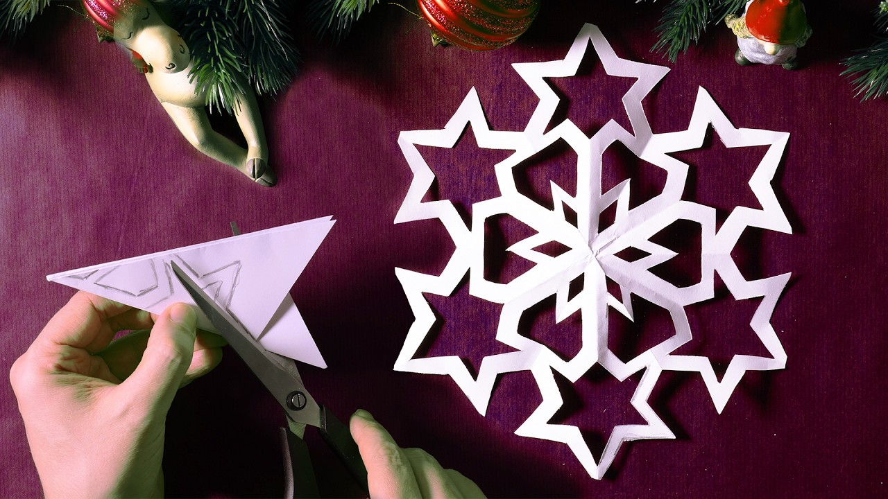 Як зробити сніжинку з паперу легко і швидко ❄️ Гірлянда зі сніговиків своїми руками