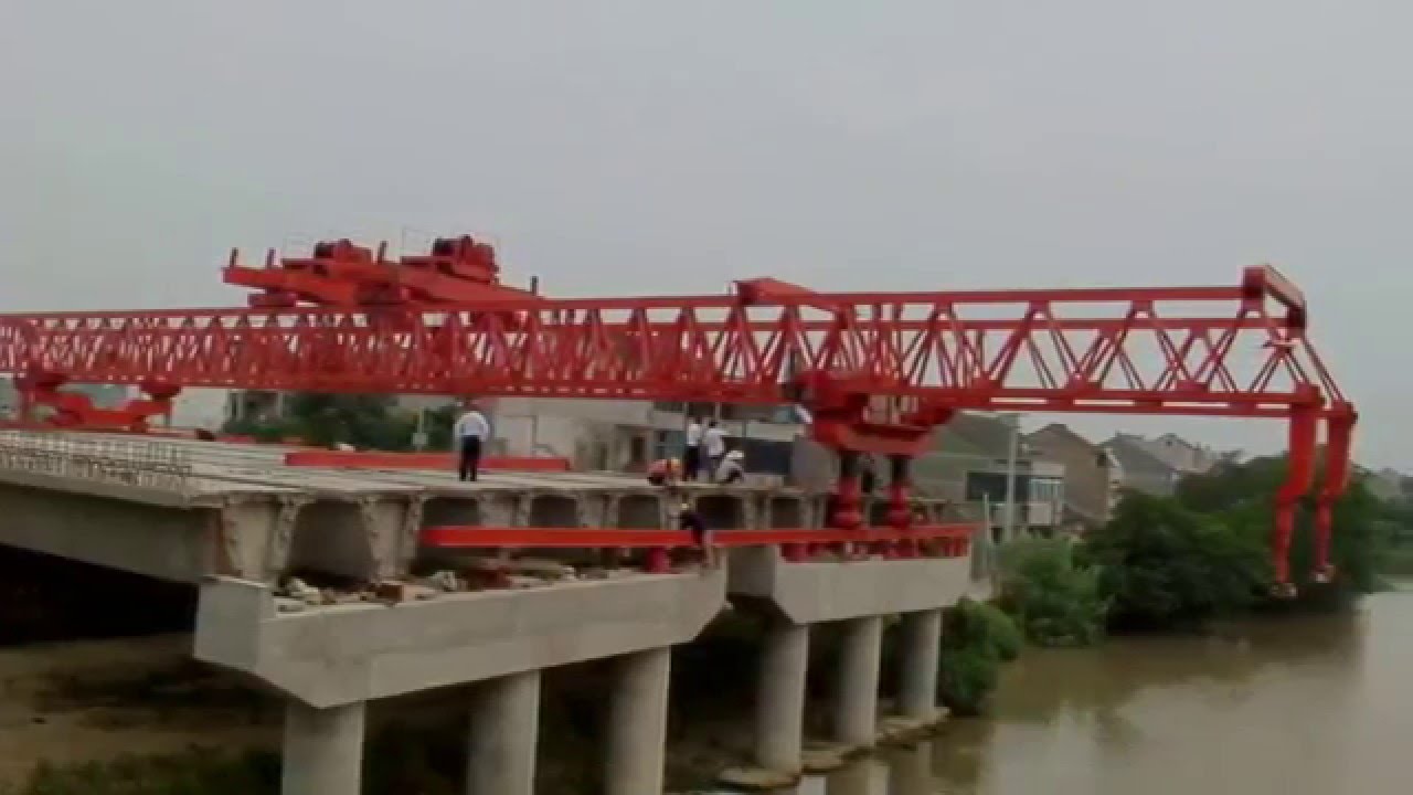 bridge girder beam launcher launching span through hole