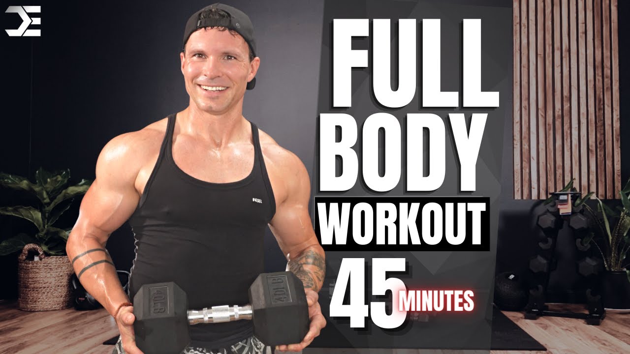 45 Min FULL BODY DUMBBELL WORKOUT (Build Muscle + Improve Strength)