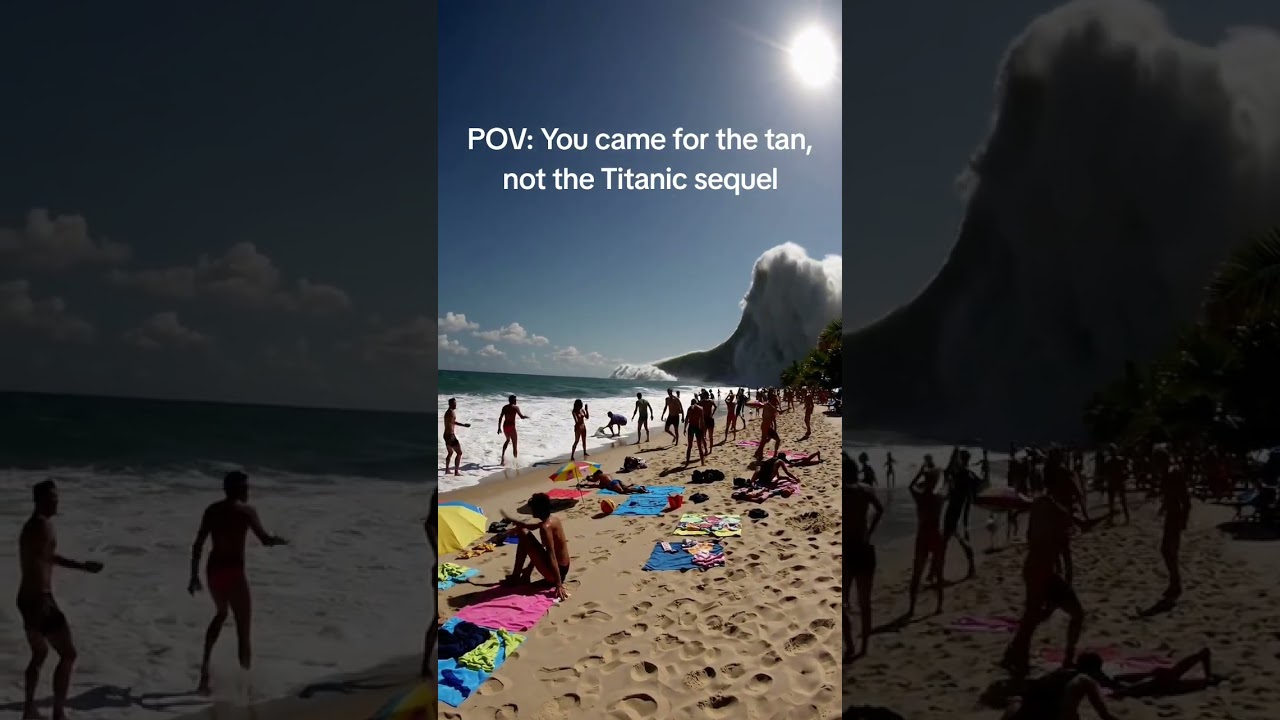 AI Tsunami Wave Destroys Beach Hyper-Realistic Simulation 