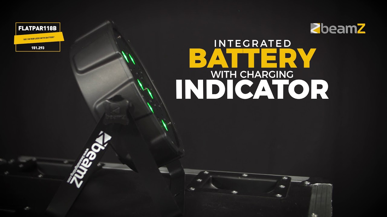BeamZ FlatPAR118B 18x 1W RGB LEDs with Battery 151.293