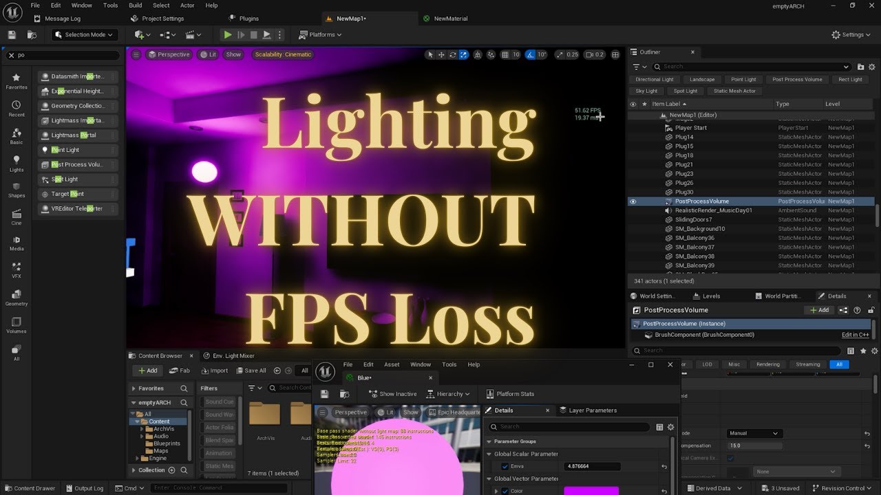 Освещение в Unreal Engine без потери FPS (лучший способ повышения производительности)