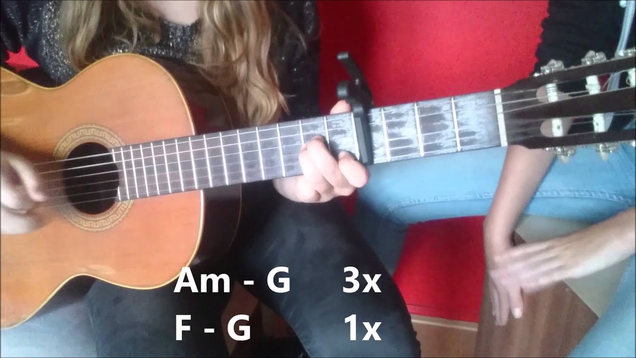 How To Play RIHANNA - MAN DOWN On GUITAR EASY TUTORIAL CAJON