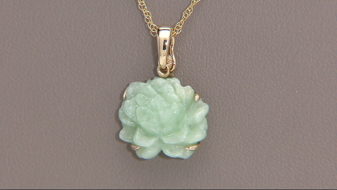 Burmese Jade Carved Flower Enhancer on 18