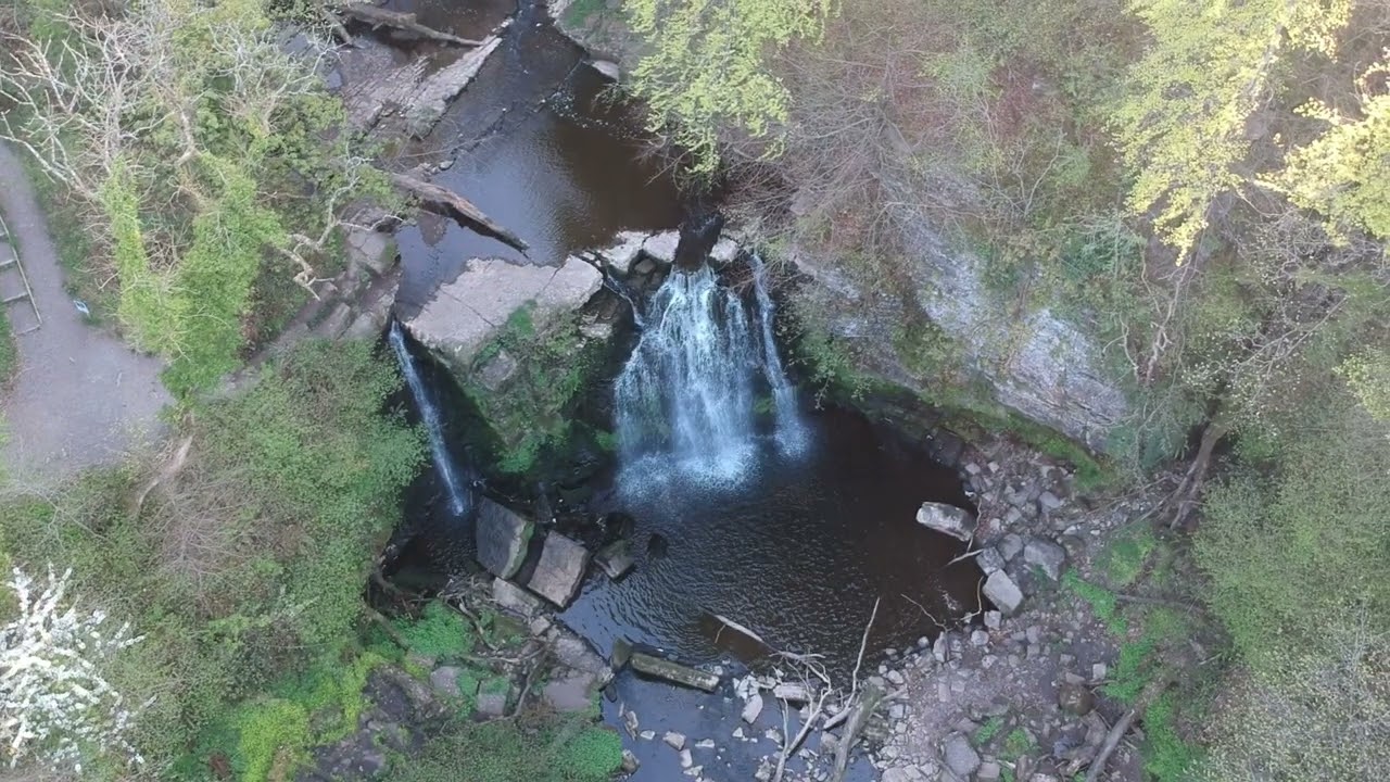 Drone footage of Lyn Glen Falls