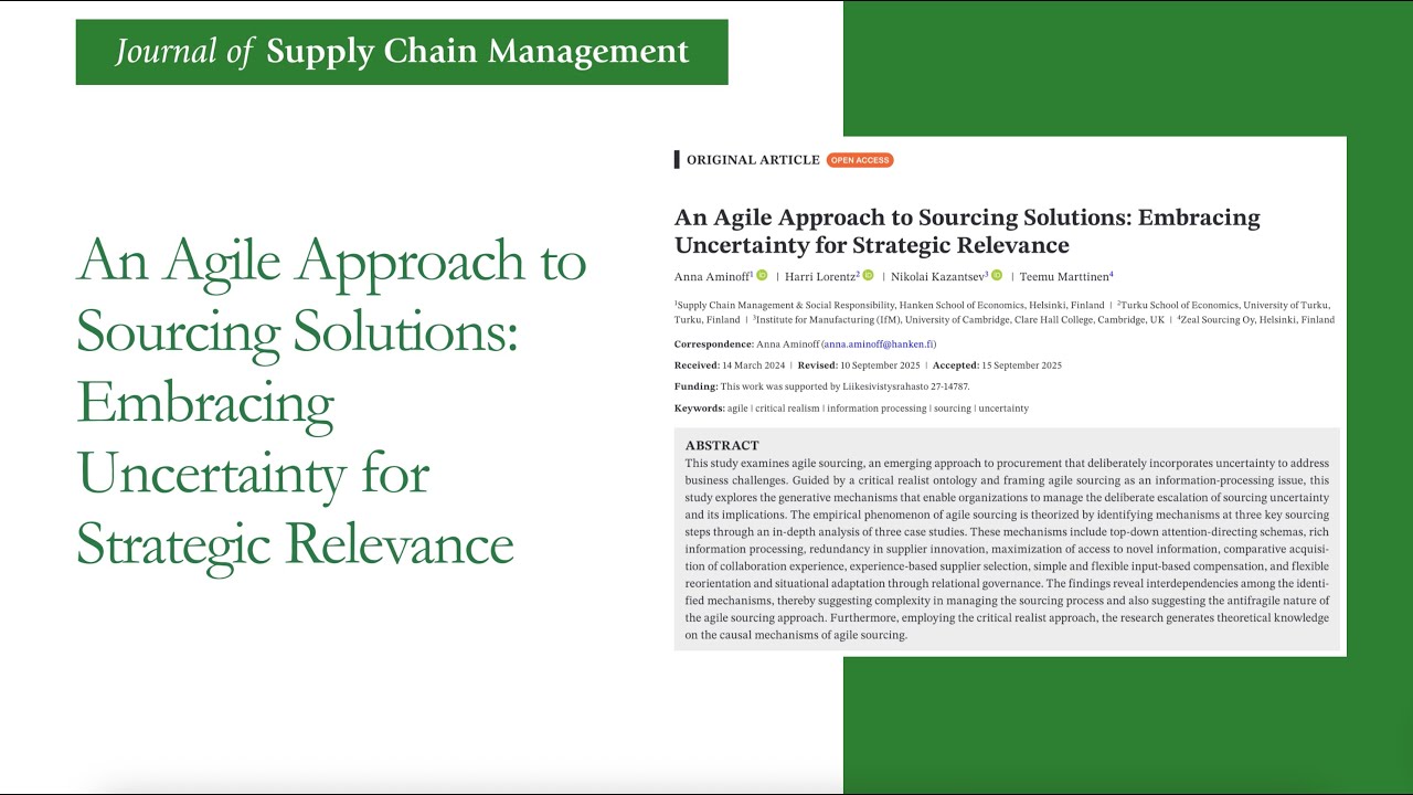 An Agile Approach to Sourcing Solutions: Embracing Uncertainty for Strategic Relevance